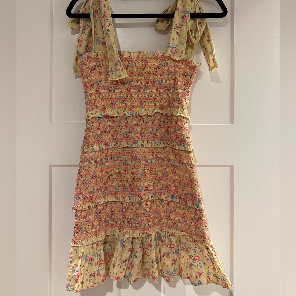 LoveShackFancy Yellow Floral Dress- size Xs
